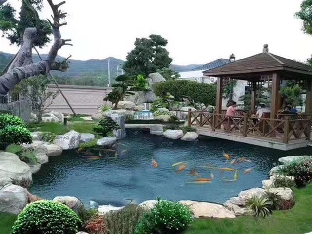 衢州庭院鱼池假山设计